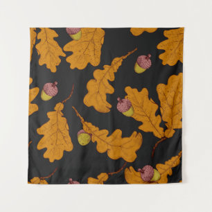 Dry oak leaves and acorns. Hand drawn seamless pat Tapestry