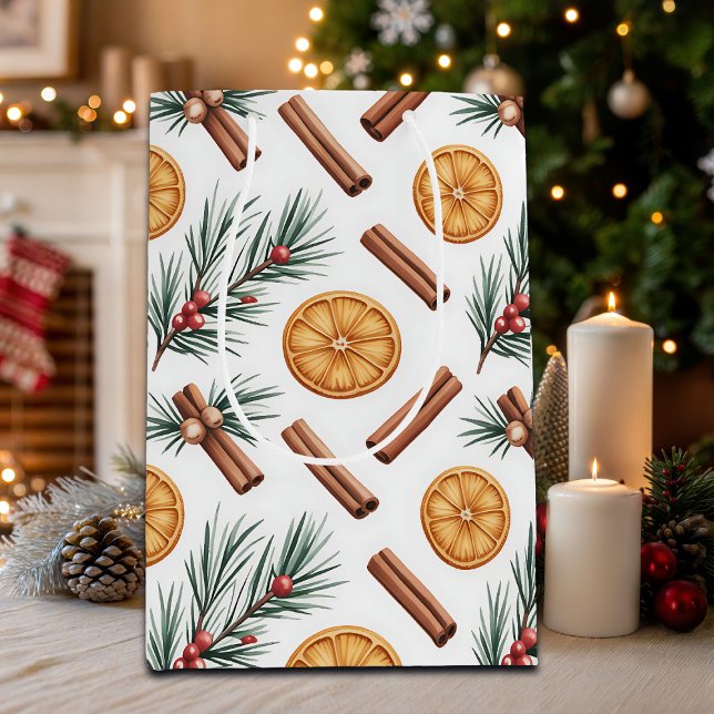 Dry Oranges Cinnamon Sticks Fir Branches Medium Gift Bag (Creator Uploaded)