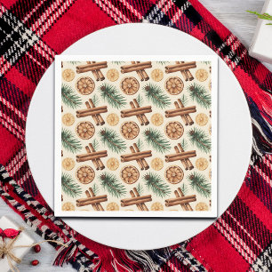 Dry Oranges Cinnamon Sticks Fir Branches Napkin