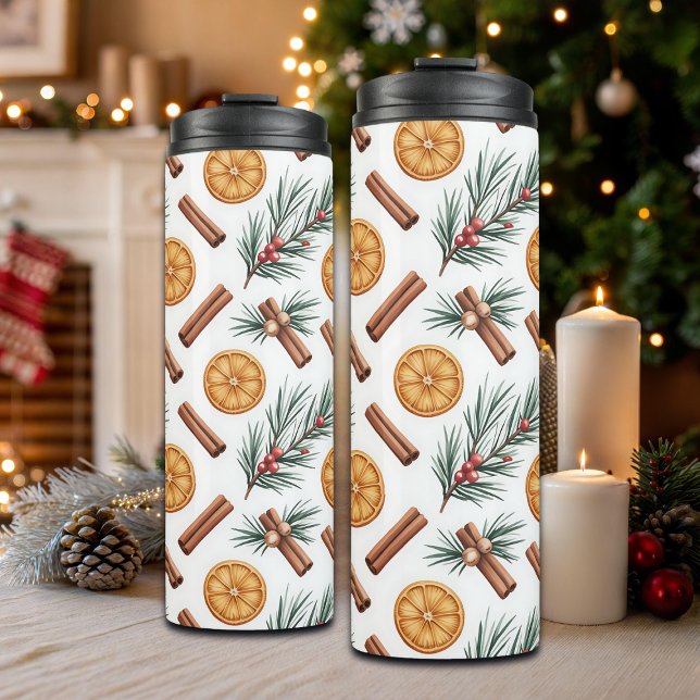 Dry Oranges Cinnamon Sticks Fir Branches Thermal Tumbler (Creator Uploaded)