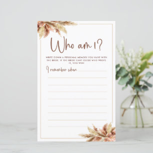 Dry Pampas Grass   Who Am I Game Card