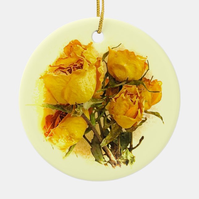 Dry Roses Ceramic Tree Decoration (Front)