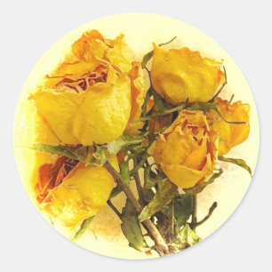 Dry Roses Classic Round Sticker