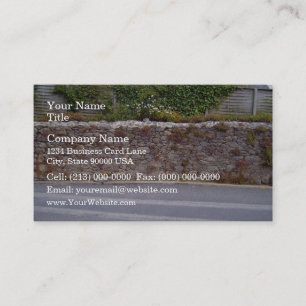 Dry Stone Wall With Plants Besides Road Business Card
