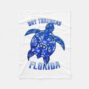 Dry Tortugas Florida Keys Vacation Tribal Turtle Fleece Blanket