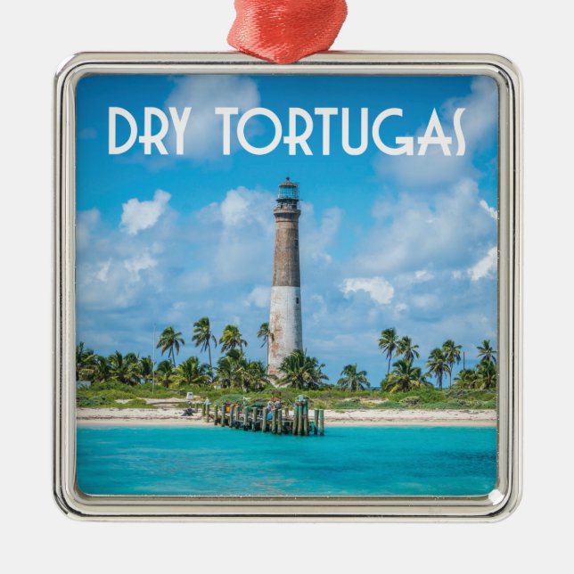 Dry Tortugas Florida Keys with lighthouse Metal Tree Decoration (Front)