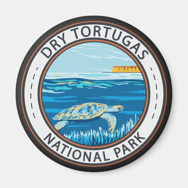 Dry Tortugas National Park Turtle Badge Magnet (Front)