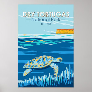 Dry Tortugas National Park Turtle Vintage Poster
