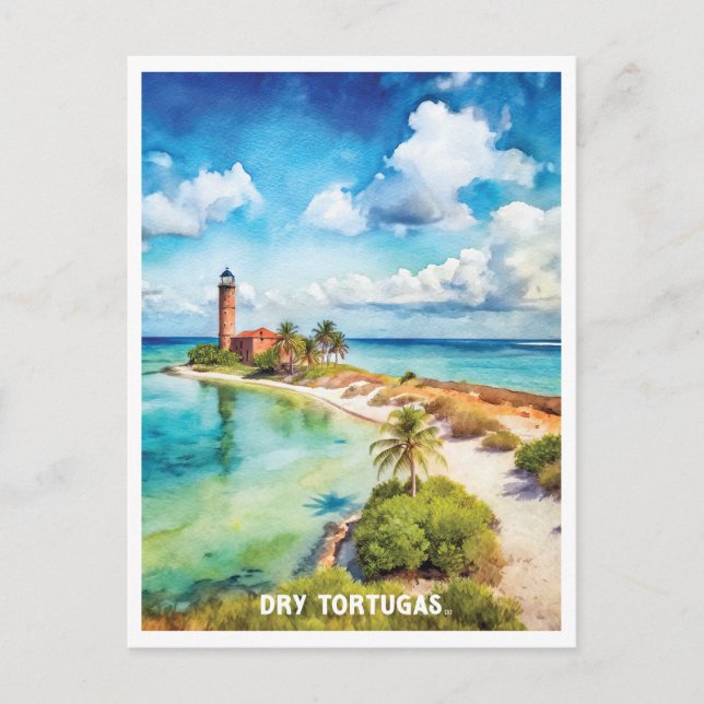 Dry Tortugas National Park Watercolor Painting Postcard (Front)