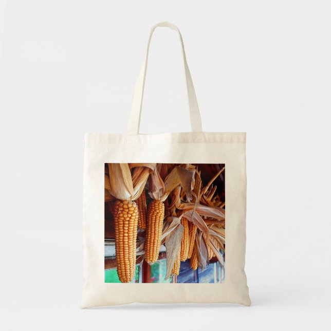 Dry Whole Ear Corn and Chickens on Reverse Tote Bag (Front)