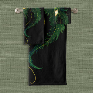 Dryad Green Leaves Butterfly Bath Towel Set