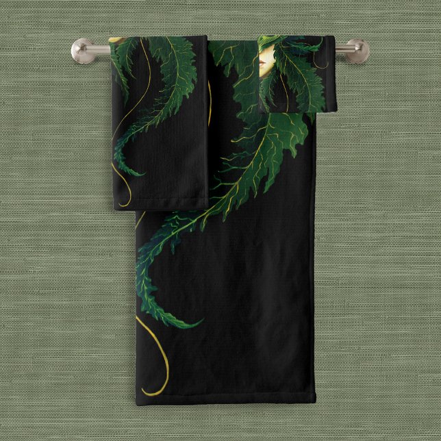 Dryad Green Leaves Butterfly Bath Towel Set (Creator Uploaded)