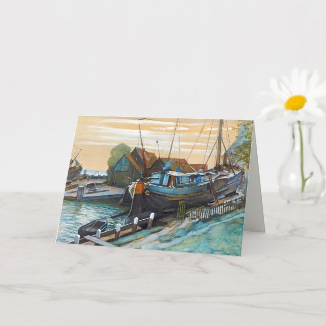 Drydock at Durgerdam painting by Piet Mondrian Card (Small Plant)