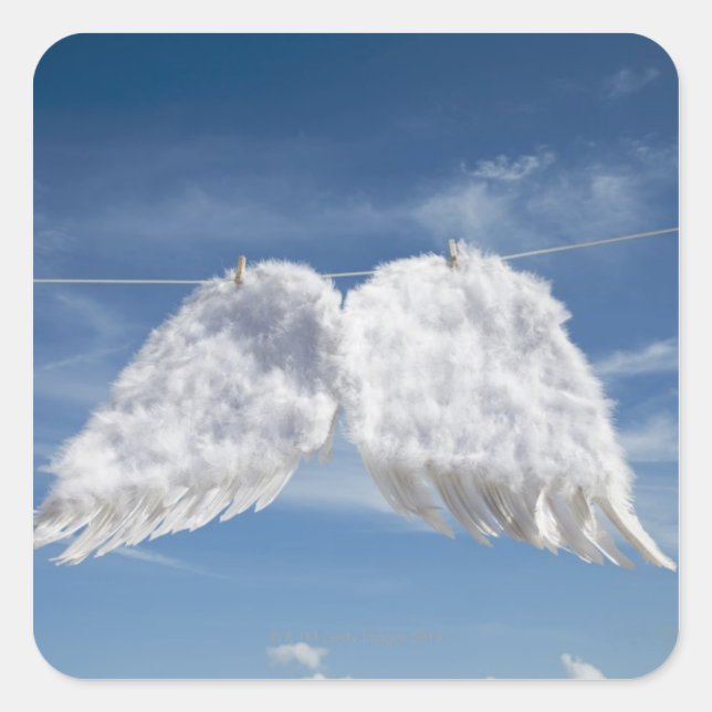 Drying angel's wings. square sticker (Front)