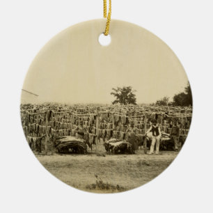 Drying leather, Argentina (albumen print on card) Ceramic Tree Decoration