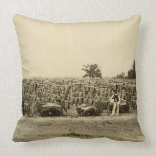 Drying leather, Argentina (albumen print on card) Cushion