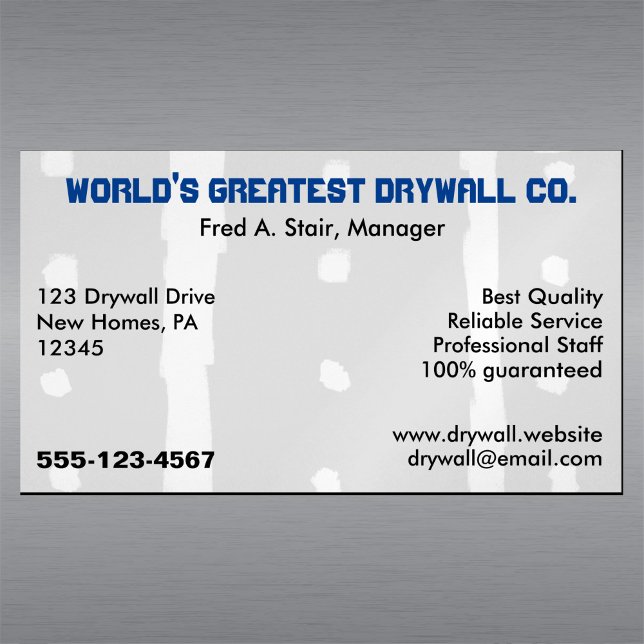 Drywall Company Magnetic Business Card (Creator Uploaded)