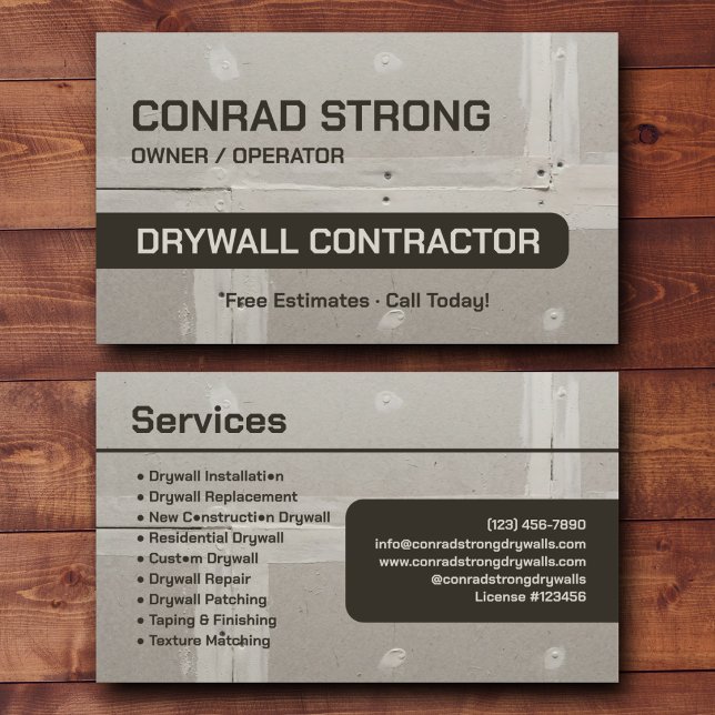 Drywall Contractor Custom Branding Business Card (Creator Uploaded)