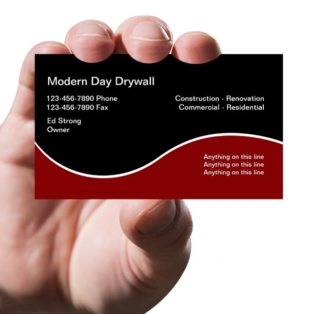 Drywall Contractor Modern Business Cards (Creator Uploaded)