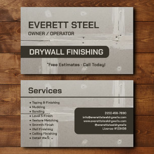 Drywall Finishing Contractor Custom Branding Business Card