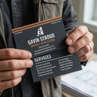 Drywall Installation Modern Charcoal & Copper Business Card
