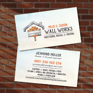 Drywall Plastering Services Watercolor art Business Card