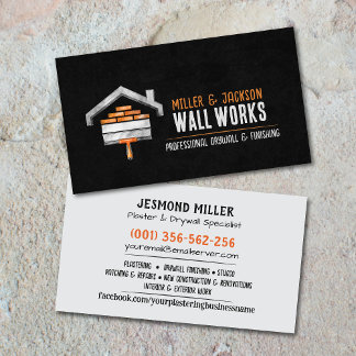 Drywall Plastering Services Watercolor art Business Card