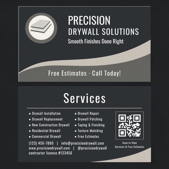 Drywall QR Code Professional Business Card (Creator Uploaded)