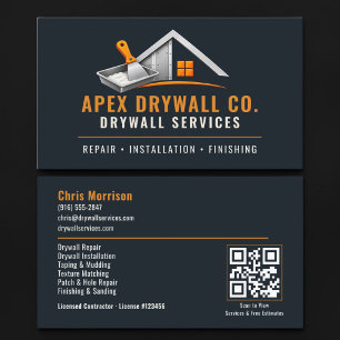 Drywall QR Code Professional Services Business Card
