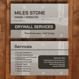 Drywall Services Custom Contractor Branding Business Card