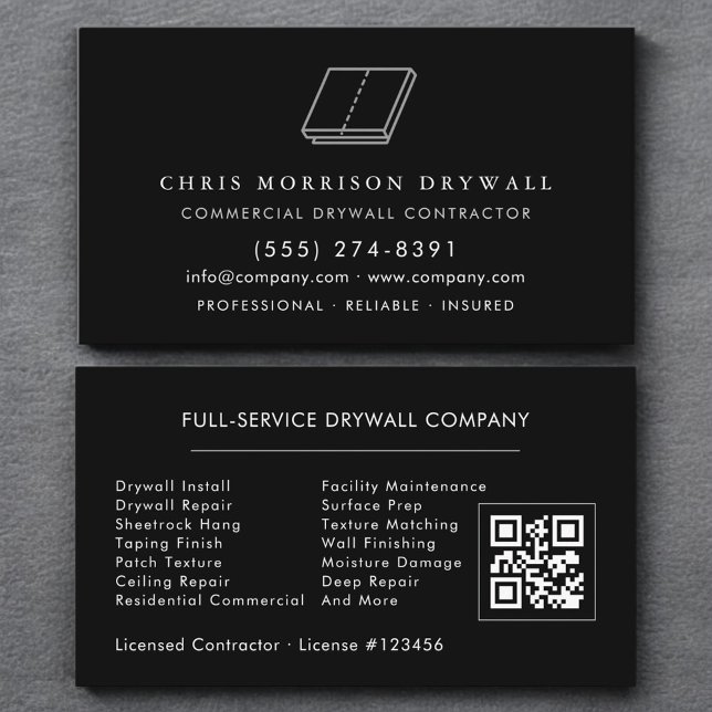 Drywall Sheetrock Finishing QR Code Business Card (Creator Uploaded)