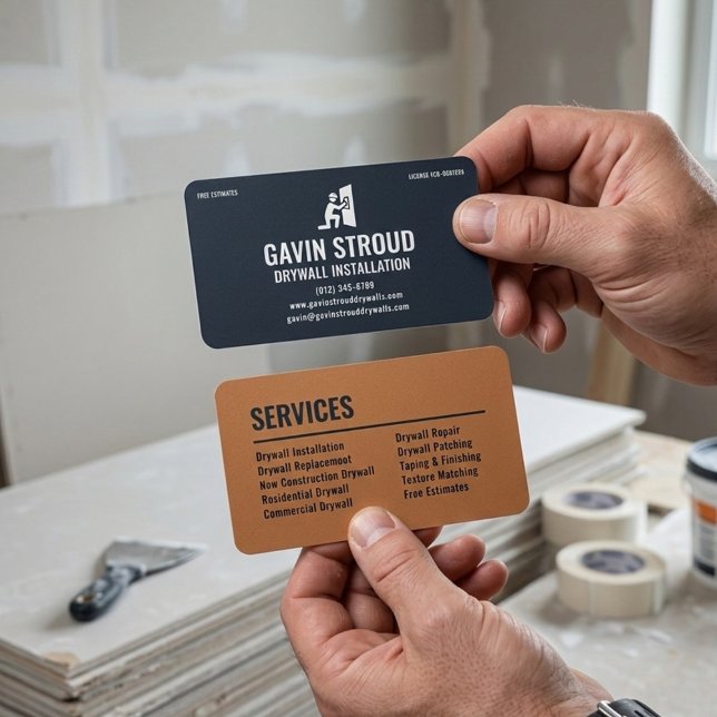 Drywall Specialist Modern Charcoal & Copper Business Card (Creator Uploaded)