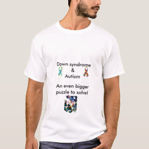DS & Autism Dual Bigger Puzzle Tee/Blank Back T-Shirt