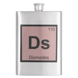 Ds - Diomedes Greek Chemistry Periodic Table Hip Flask