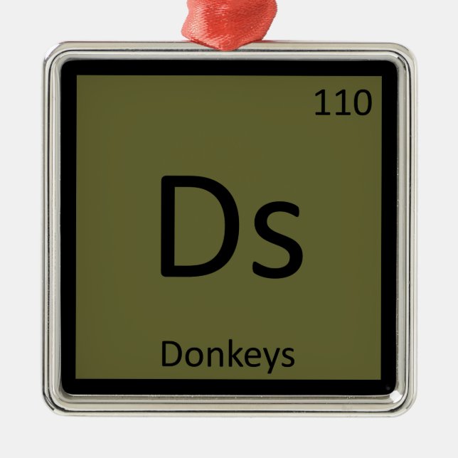 Ds - Donkeys Chemistry Periodic Table Element Metal Tree Decoration (Front)