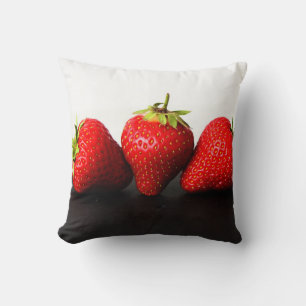 DS Strawberries On Black and White tpcnm Cushion