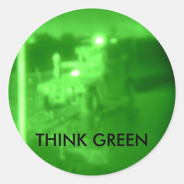 DSCF1048, THINK GREEN CLASSIC ROUND STICKER (Front)