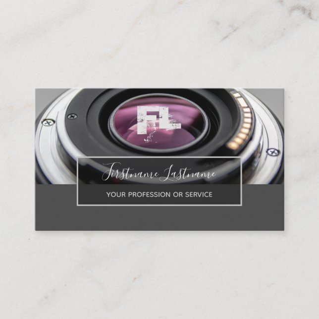 DSLR Camera lens for Photographers Videographers Business Card (Front)