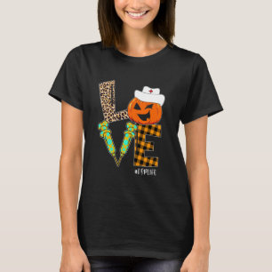 DSP Nurse Leopard Pumpkin Halloween Love Nurse Lif T-Shirt