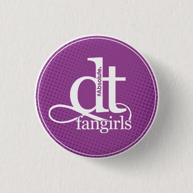 DT Fangirl Button (Purple Dots) (Front)