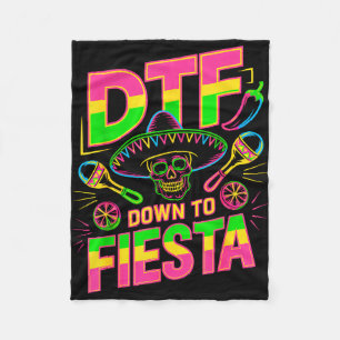 Dtf down to fiesta funny skull mexican for cinco fleece blanket