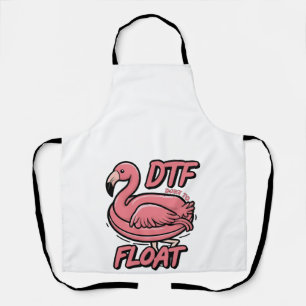 Dtf Down to Float Funny Summer Flammingo Bird Apron