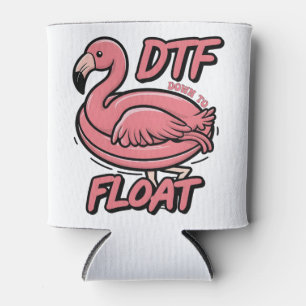 Dtf Down to Float Funny Summer Flammingo Bird  Can Cooler
