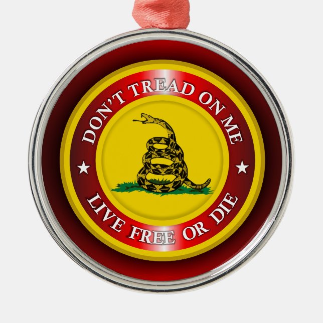 DTOM - Live Free or Die 2 (red) Metal Tree Decoration (Front)
