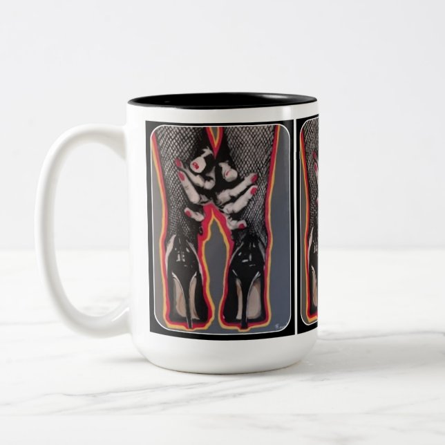 'Du Hast' Painting on a  Two-Tone Coffee Mug (Left)