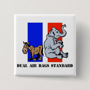 DUAL AIR BAGS STANDARD POLITICAL BUTTON DEMOCRAT