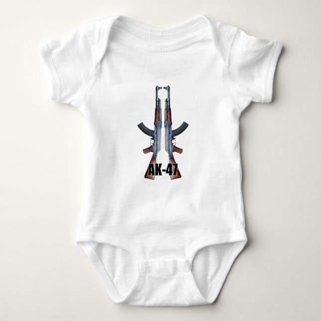 Dual AK-47 Assault Rifles Baby Bodysuit (Front)