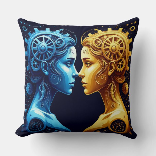 Dual Artistic Portrait of Complementary Mechanical Cushion (Front)