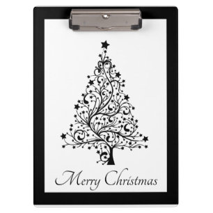 Dual Black and White Minimalistic Christmas Trees Clipboard