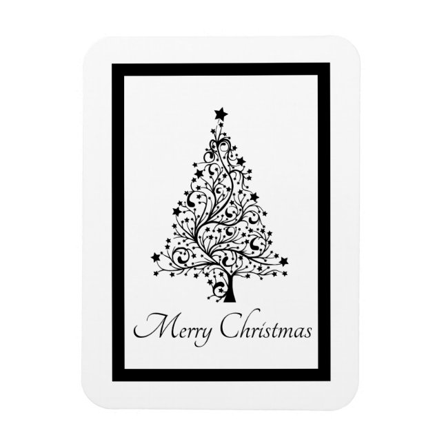 Dual Black and White Minimalistic Christmas Trees Magnet (Vertical)